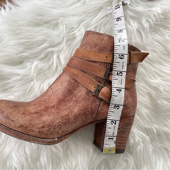 Bed Stu | Womens Begin Tan Teak Driftwood Ankle-High Leather Boot Heeled Buckles - Picture 12 of 12